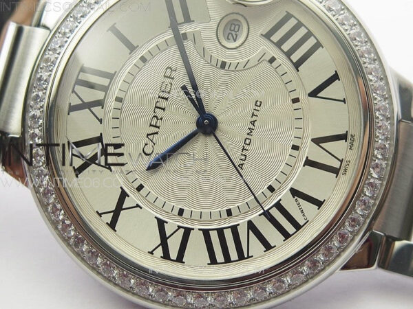 Ballon Bleu 42mm Diamonds Bezel SS K3F 1:1 Best Edition White Texture Dial on SS Bracelet A2824 - Image 7