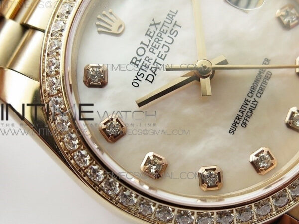 Datejust 31mm 278275 RG Dia Bezel BP Best Edition White MOP Crystal Markers Dial on RG President Bracelet - Image 7