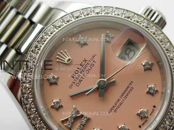 Datejust 28mm 279179 SS/Crystals APSF Best Edition Pink Dial Stars Crystals Markers on SS President Bracelet NH05 - Image 7