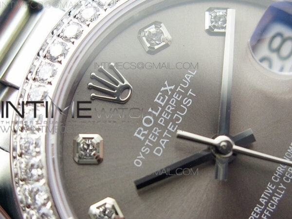 Datejust 31mm 278275 SS Crystal bezel BP Best Edition Gray Dial(@6 Crystal Marker) on SS President Bracelet - Image 7