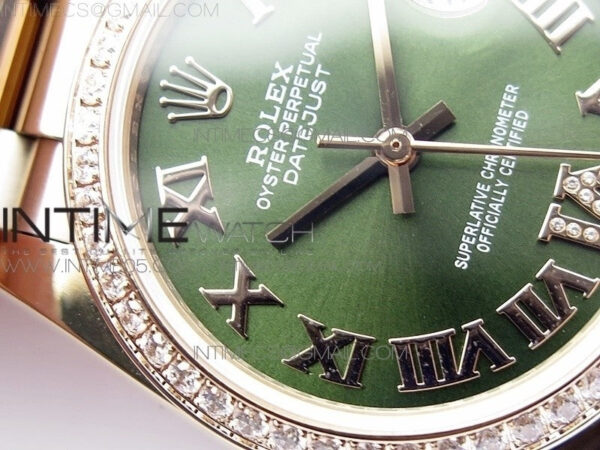 Datejust 31mm 278275 RG Dia Bezel BP Best Edition Green Roman Markers Dial @6 Dia on RG President Bracelet - Image 7
