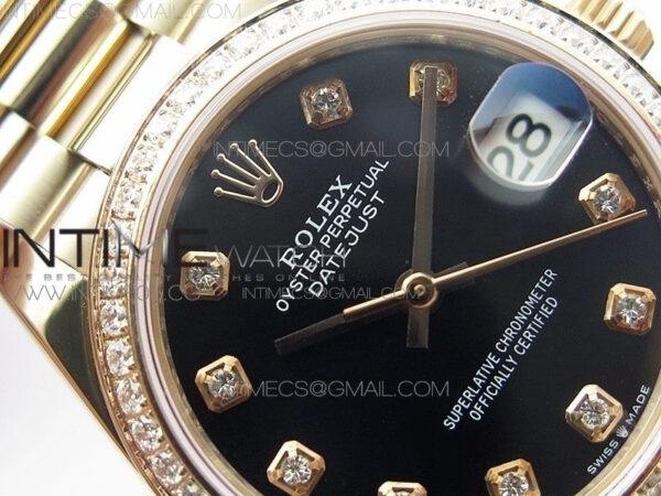 Datejust 31mm 278275 RG Dia Bezel BP Best Edition Black Crystal Markers Dial on RG President Bracelet - Image 7