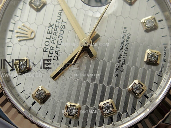 DateJust 36 SS 126231 904L SS/RG VSF 1:1 Best Edition Silver Fluted Dial Diamonds Markers on Jubilee Bracelet VS3235 - Image 7