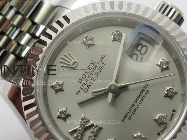 Datejust 28mm 279179 SS APSF Best Edition Silver Dial Stars Crystals Markers on SS Jubilee Bracelet NH05 - Image 7
