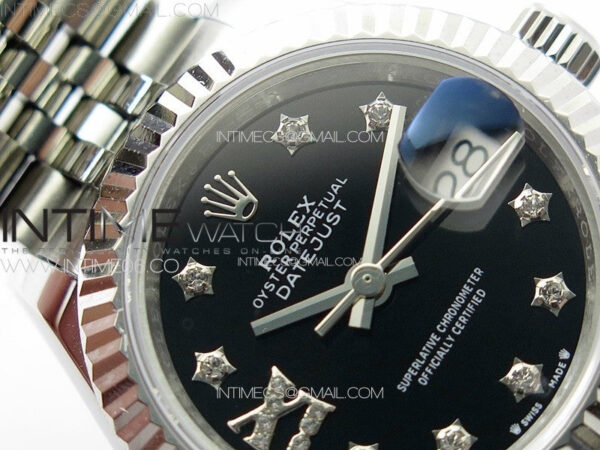 Datejust 28mm 279179 SS APSF Best Edition Black Dial Stars Crystals Markers on SS Jubilee Bracelet NH05 - Image 7