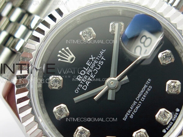 Datejust 28mm 279179 SS APSF Best Edition Black Dial Crystals Markers on SS Jubilee Bracelet NH05 - Image 8