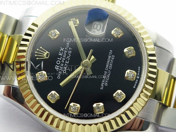 DateJust 31mm 178271 SS/YG APSF Best Edition Black Dial Crystal Markers on Oyster Bracelet A2824 - Image 7