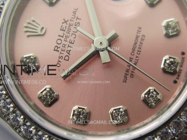 Datejust 28mm 279179 SS/Crystals Bezel APSF Best Edition Pink Dial Crystals Markers on SS Jubilee Bracelet NH05 - Image 7