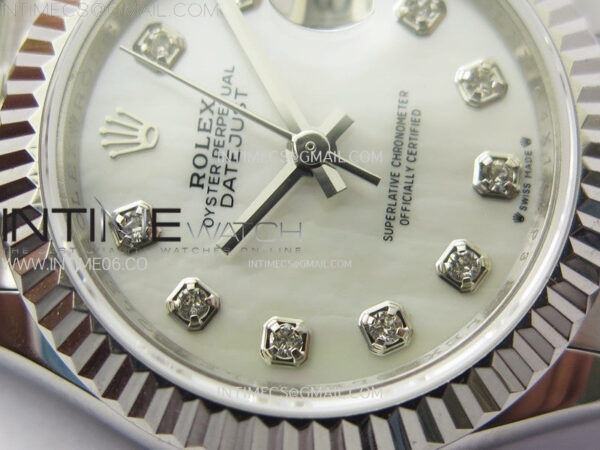 Datejust 28mm 279179 SS APSF Best Edition White MOP Dial Crystals Markers on SS Jubilee Bracelet NH05 - Image 7