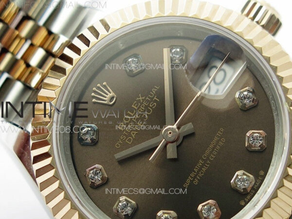 Datejust 28mm 279179 SS/RG APSF Best Edition Brown Dial Crystals Markers on SS/RG Jubilee Bracelet NH05 - Image 7