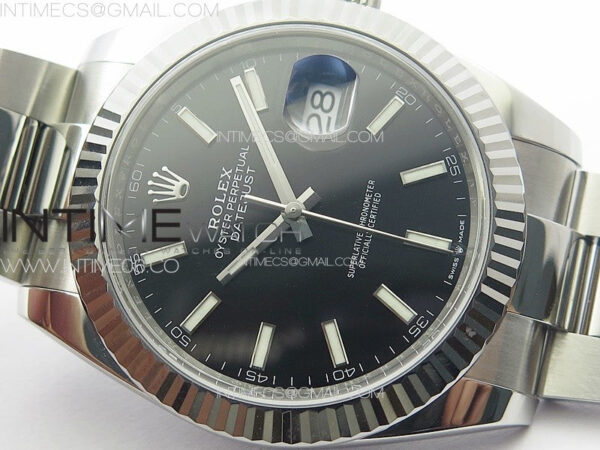 DateJust 41 126334 Clean 1:1 Best Edition 904L Steel Black Stick Dial on Oyster Bracelet VR3235 - Image 7