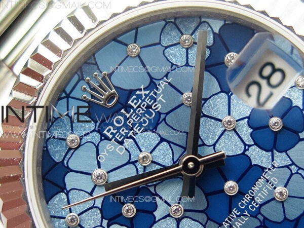 DateJust 31mm 278274 904L SS GMF Best Edition Blue Flowers Crystals Dial on 904L Oyster Bracelet A2824 - Image 7