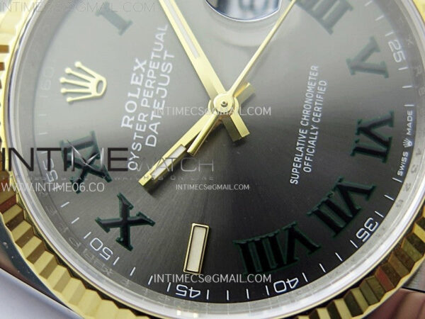 DateJust 36 SS 126233 904L SS/YG VSF 1:1 Best Edition Gray Dial Green Roman Markers on Jubilee Bracelet VS3235 - Image 7