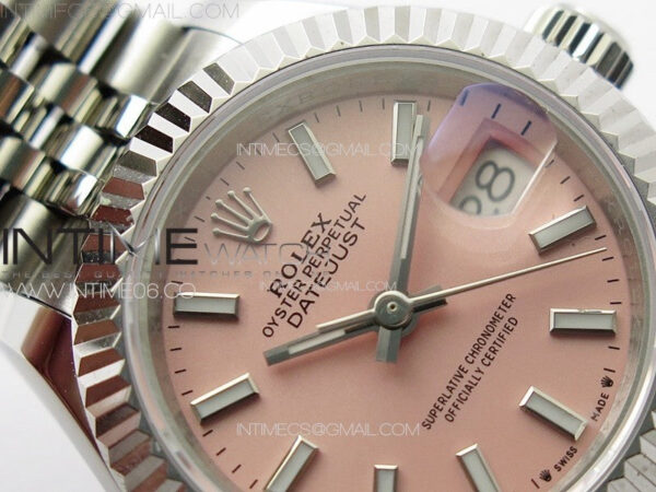 Datejust 28mm 279179 SS APSF Best Edition Pink Dial Sticks Markers on SS Jubilee Bracelet NH05 - Image 8