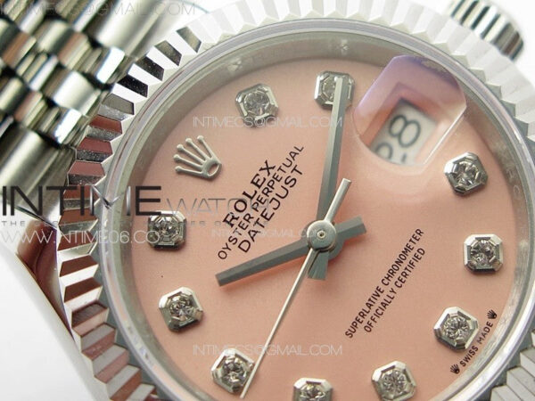Datejust 28mm 279179 SS APSF Best Edition Pink Dial Crystals Markers on SS Jubilee Bracelet NH05 - Image 7