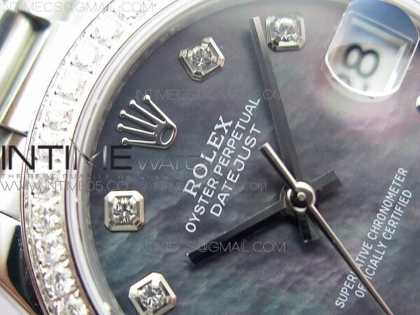 Datejust 31mm 278275 SS Crystal bezel BP Best Edition Gray MOP Dial(@6 Crystal Marker) on SS President Bracelet - Image 7
