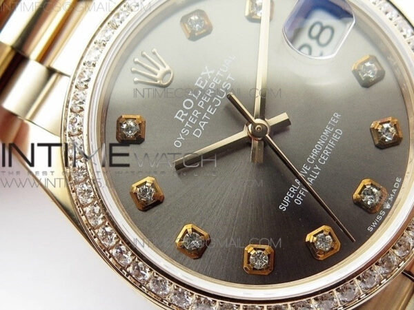 Datejust 31mm 278275 RG Dia Bezel BP Best Edition Gray Crystal Markers Dial on RG President Bracelet - Image 7