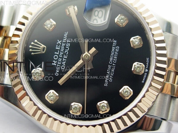 DateJust 31mm 178271 SS/RG APSF Best Edition Black Dial Crystal Markers on Jubilee Bracelet A2824 - Image 7