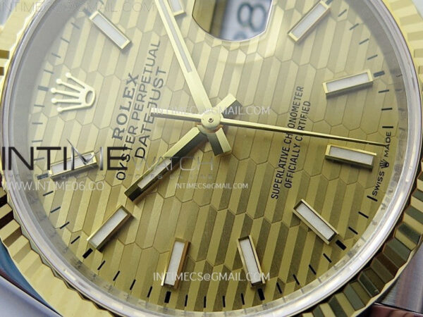 DateJust 36 SS 126233 904L SS/YG VSF 1:1 Best Edition Gold Fluted Dial Sticks Markers on Jubilee Bracelet VS3235 - Image 7