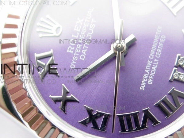 Datejust 31mm 278275 SS BP Best Edition Purple Roman Markers Dial(@6 Crystal Makrer) on SS President Bracelet - Image 7