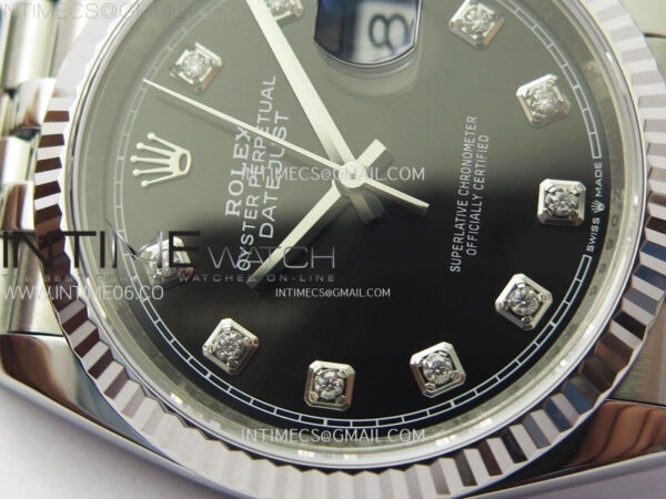 DateJust 36 SS 126234 VSF 1:1 Best Edition 904L Steel Black Dial Diamonds Markers on Jubilee Bracelet VS3235 - Image 7