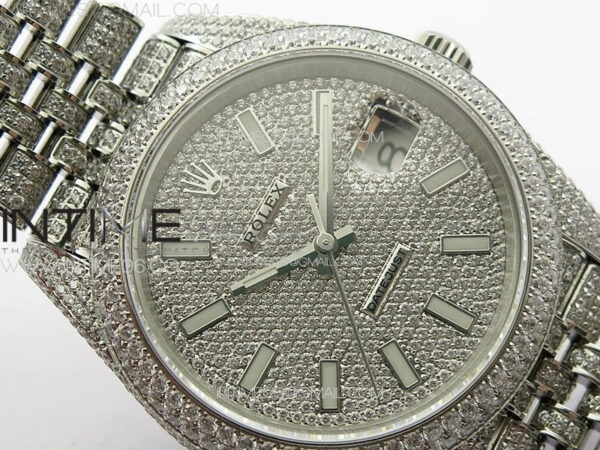 DateJust 41 126334 Full Paved Diamonds BP Best Edition Diamonds Dial Stick Markers on Jubilee Bracelet A2824 - Image 7
