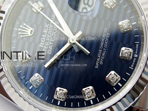 DateJust 36 SS 126234 VSF 1:1 Best Edition 904L Steel Blue Fluted Dial Diamonds Markers on Jubilee Bracelet VS3235 - Image 7