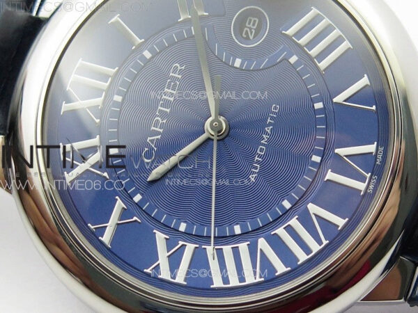Ballon Bleu 42mm SS K3F 1:1 Best Edition Blue Texture Dial on Blue Leather Strap A2824 - Image 7
