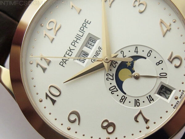 Annual Calendar Complications 5396 RG GRF Best Edition White dial Numbers Markers Blue Markers on Brown leather strap A324 - Image 7
