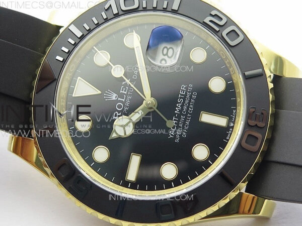 Yacht-Master 126655 YG 3EF 1:1 Best Edition 3D Black Ceramic Bezel on Black Rubber Strap VR3235 - Image 7