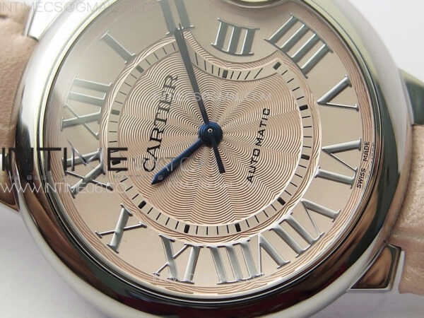 Ballon Bleu 36mm SS K3F 1:1 Best Edition Pink Textured Dial on Pink Leather Strap A076 - Image 7