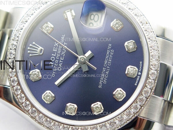 DateJust 31mm 178271 SS Crystal Bezel APSF Best Edition Blue Dial Crystal Markers on Oyster Bracelet A2824 - Image 7