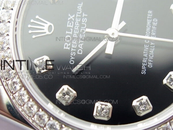 Datejust 31mm 278275 SS Crystal bezel BP Best Edition Black Dial(@6 Crystal Marker) on RG President Bracelet - Image 7