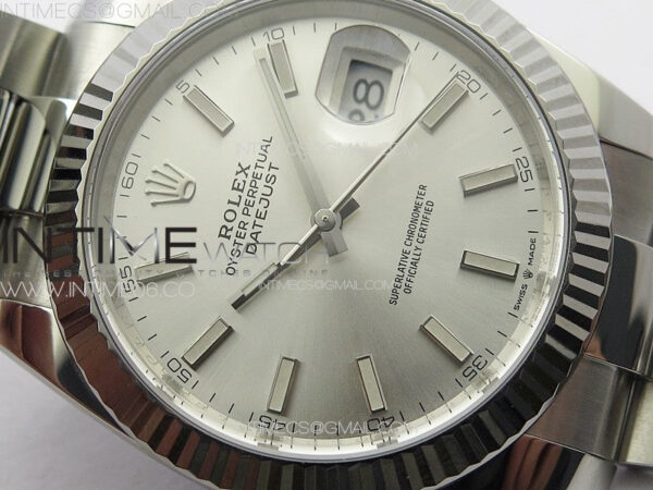 DateJust 41 126334 Clean 1:1 Best Edition 904L Steel Silver Stick Dial on Oyster Bracelet VR3235 - Image 7