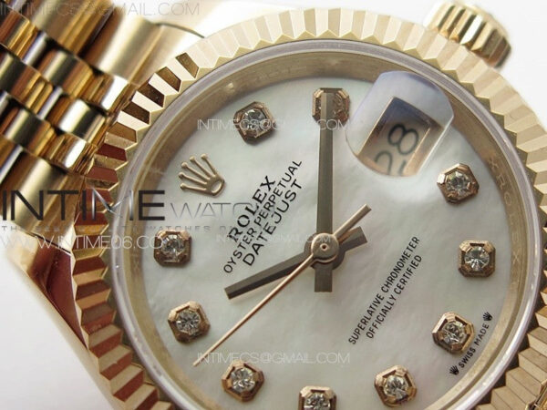 Datejust 28mm 279179 RG APSF Best Edition White MOP Dial Crystals Markers on SS Jubilee Bracelet NH05 - Image 7