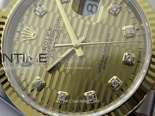DateJust 36 SS 126233 904L SS/YG VSF 1:1 Best Edition Gold Fluted Dial Diamonds Markers on Jubilee Bracelet VS3235 - Image 7