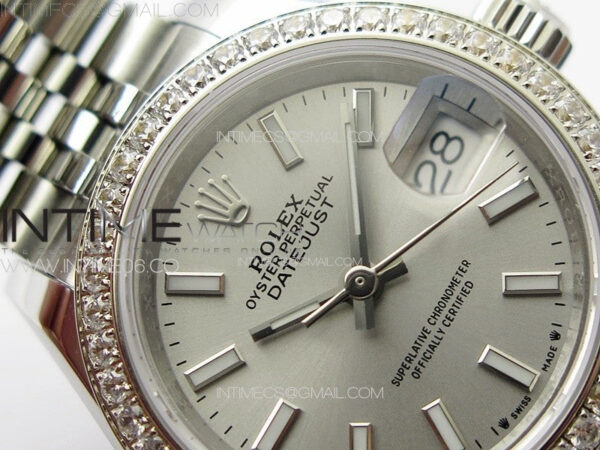 Datejust 28mm 279179 SS/Crystals APSF Best Edition Silver Dial Sticks Markers on SS Jubilee Bracelet NH05 - Image 8