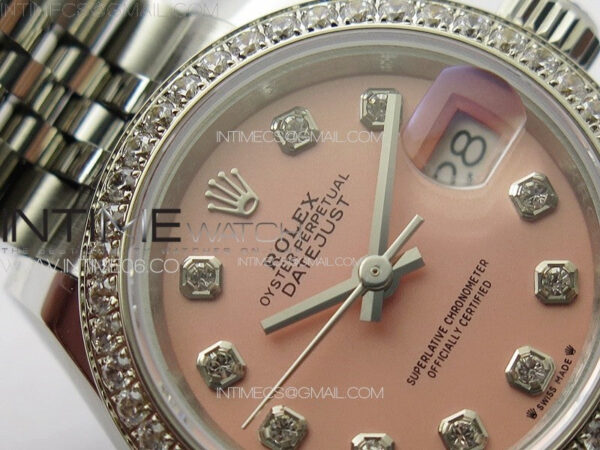 Datejust 28mm 279179 SS/Crystals APSF Best Edition Pink Dial Crystals Markers on SS Jubilee Bracelet NH05 - Image 7