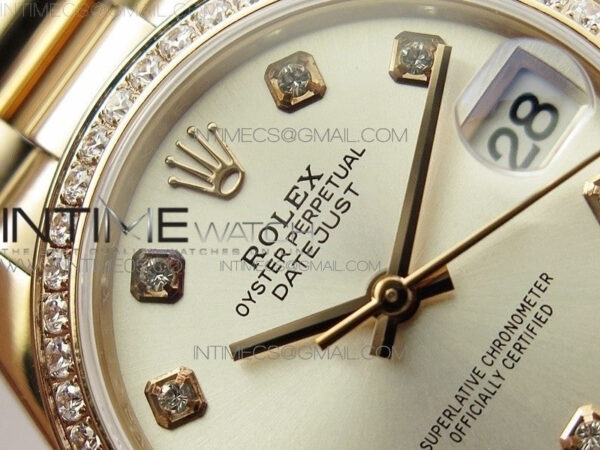 Datejust 31mm 278275 RG Dia Bezel BP Best Edition Silver Crystal Markers Dial on RG President Bracelet - Image 8
