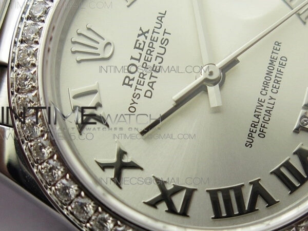 Datejust 31mm 278275 SS Crystals bezel BP Best Edition Silver Roman Markers Dial(@6 Crystal Marker) on SS President Bracelet - Image 7