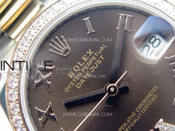 DateJust 31mm 72610 SS/Crystals Bezel APSF Best Edition Green Dial Roman Markers on Oyster Bracelet A2824 - Image 7