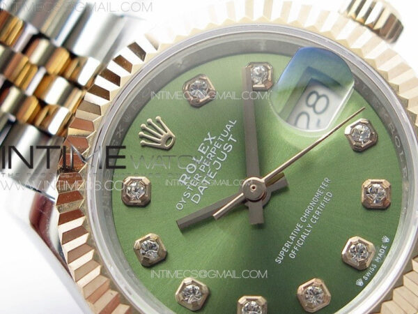 Datejust 28mm 279179 SS/RG APSF Best Edition Green Dial Crystals Markers on SS/RG Jubilee Bracelet NH05 - Image 7