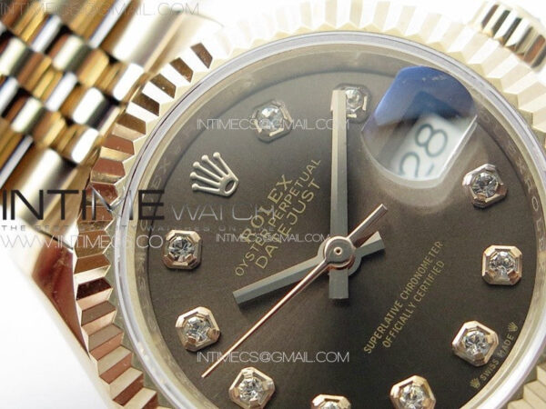 Datejust 28mm 279179 RG APSF Best Edition Brown Dial Crystals Markers on SS Jubilee Bracelet NH05 - Image 8