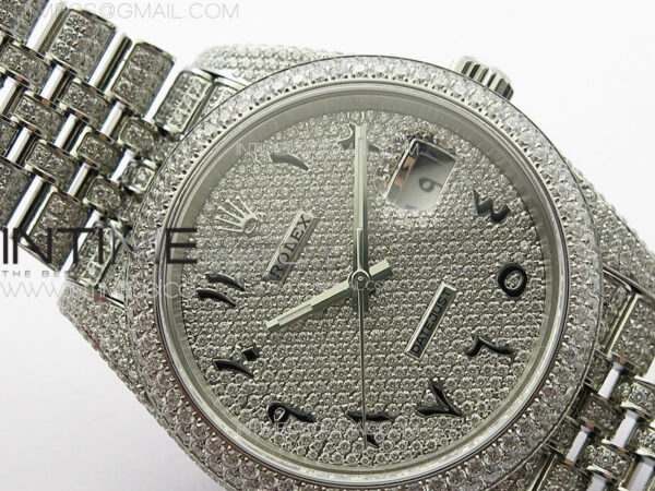 DateJust 41 126334 Full Paved Diamonds BP Best Edition Diamond Dial Arabic Markers on Jubilee Bracelet A2824 - Image 7