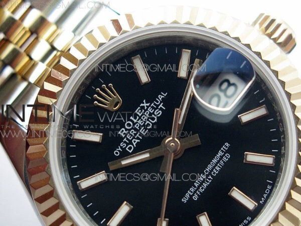 Datejust 28mm 279173 SS/RG BP Best Edition Black Stick Markers Dial on SS/RG Jubilee Bracelet ETA2671 - Image 7