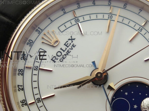 Cellini 50535 Moonphase RG GMF Best Edition White Dial on Brown Leather Strap A3195 - Image 7