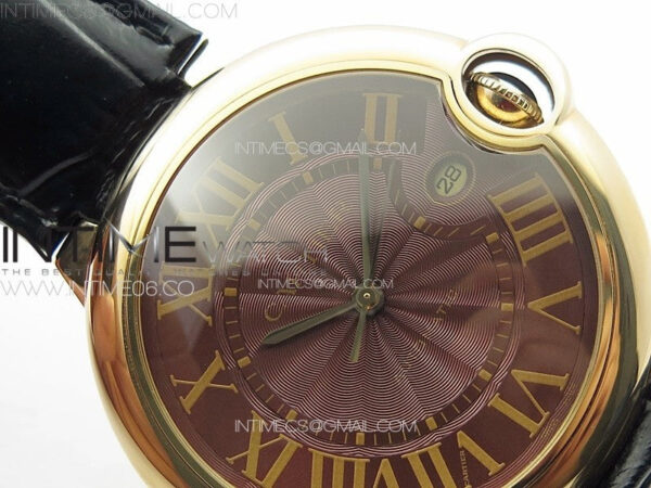 Ballon Bleu 42mm RG K3F 1:1 Best Edition Brown Texture Dial on Brown Leather Strap A2824 - Image 7