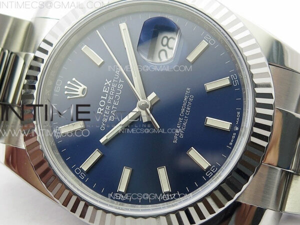 DateJust 41 126334 Clean 1:1 Best Edition 904L Steel Blue Stick Dial on Oyster Bracelet VR3235 - Image 7
