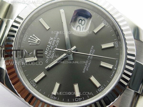 DateJust 41 126334 Clean 1:1 Best Edition 904L Steel Gray Stick Dial on Oyster Bracelet VR3235 - Image 7