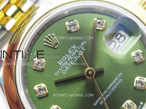 Datejust 28mm 279173 Smooth Bezel SS/YG APSF Best Edition Green Dial Crystals Markers on Jubilee Bracelet NH05 - Image 8